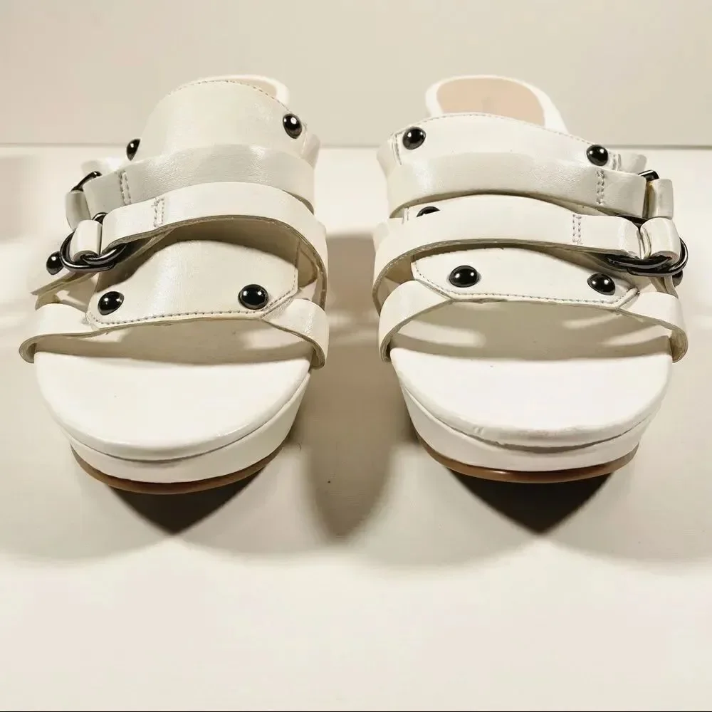 New Nine & co White / Silver Cork Wedge Sandals